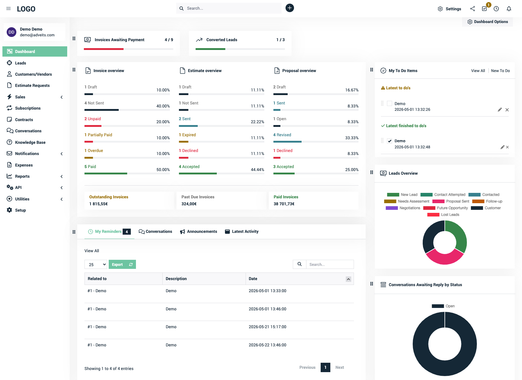 Sales, Contacts, Projects, Teams, Data and Other Process Management System
