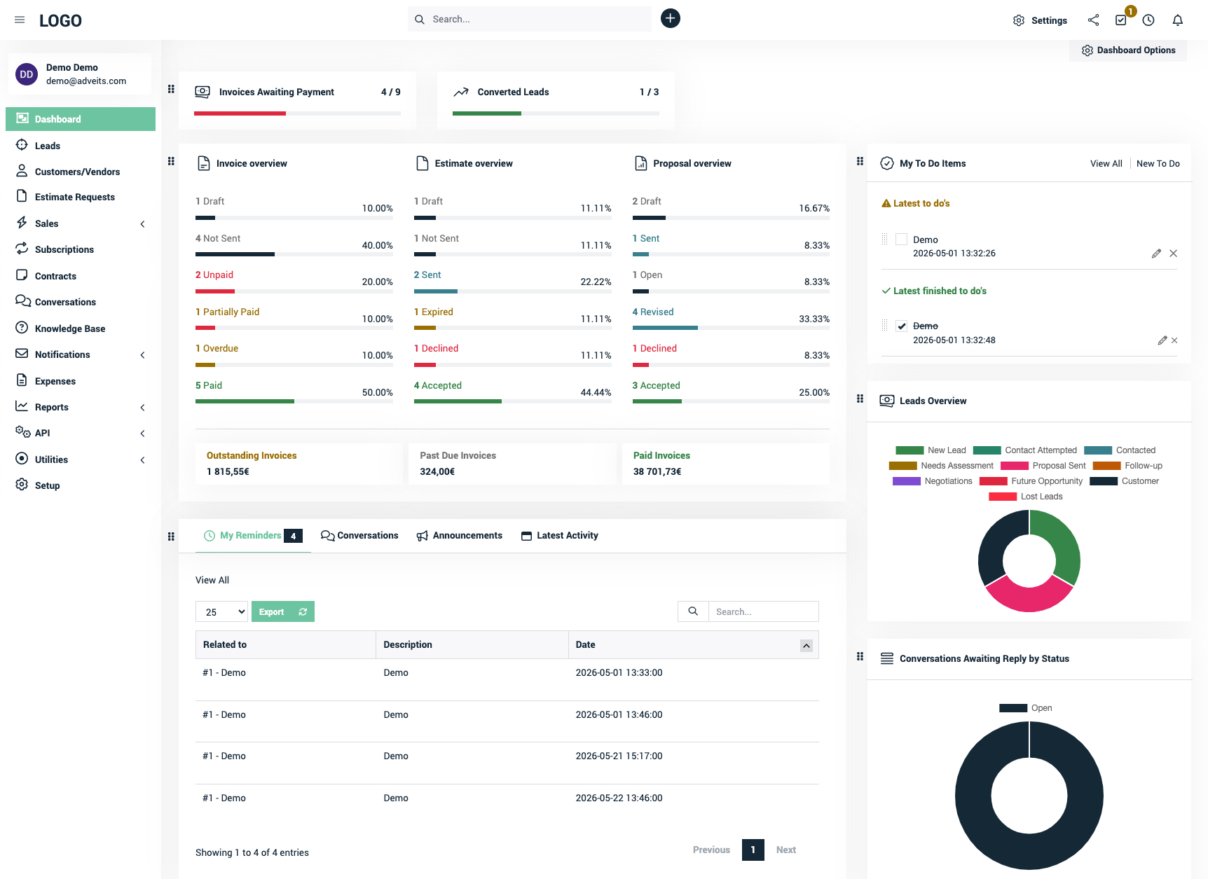 Sales, Contacts, Projects, Teams, Data and Other Process Management System